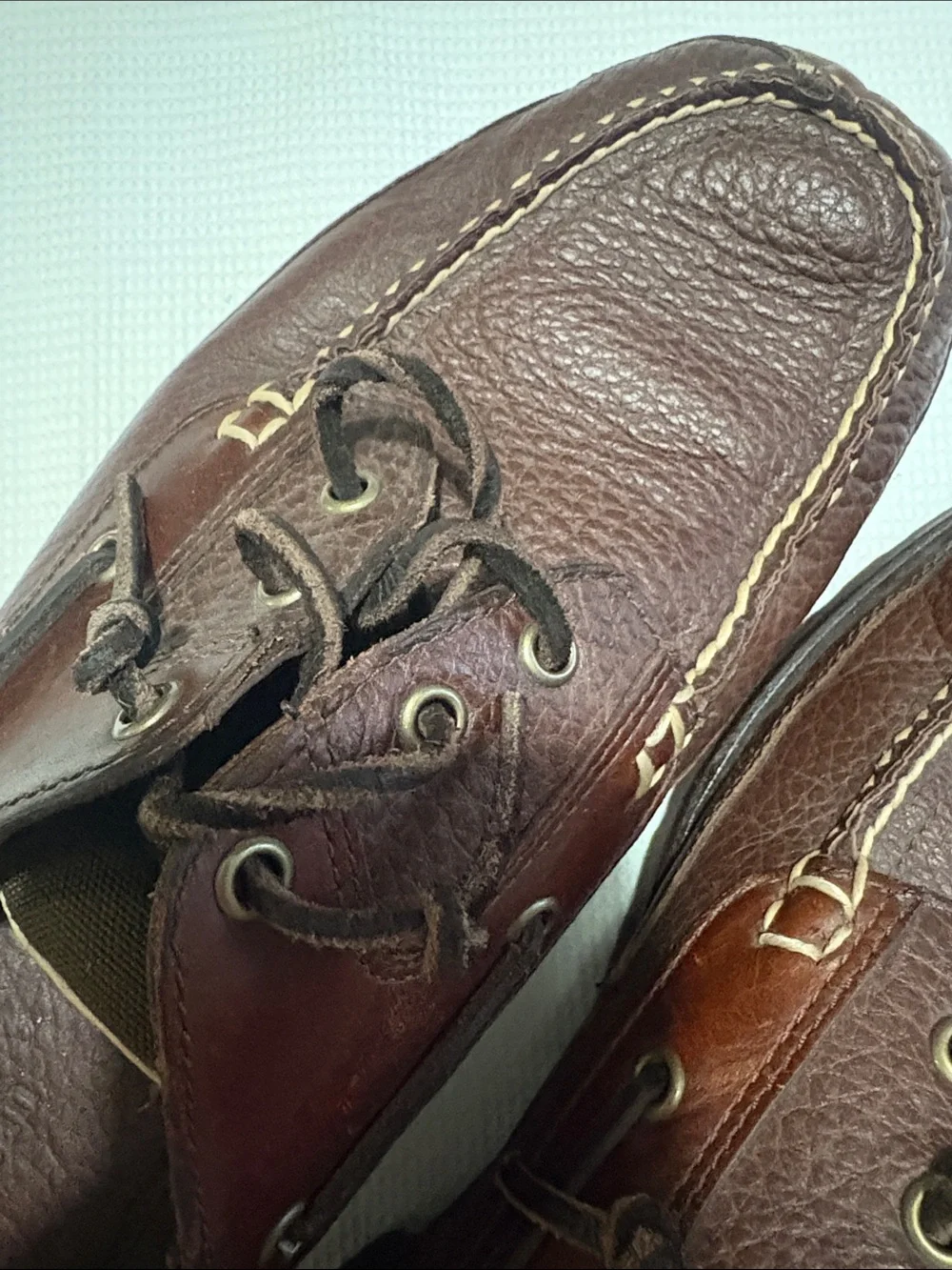 MENS LL BEAN HAND SEWN BROWN LOAFER OXFORD SHOES